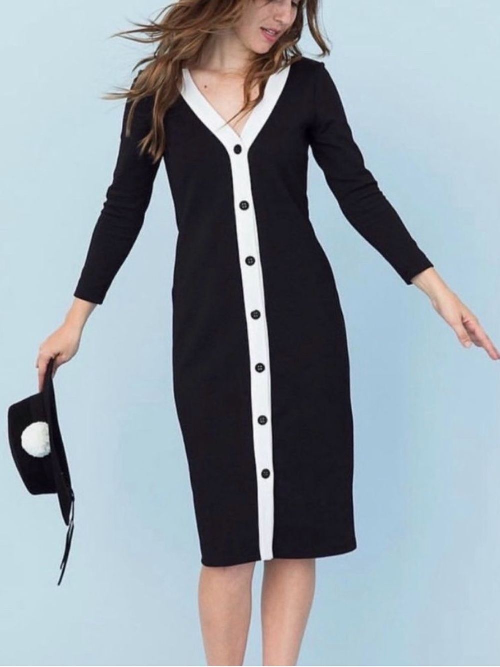 Sonnet James "Lou" Play Dress - Dark Navy & White Contrast - Size S